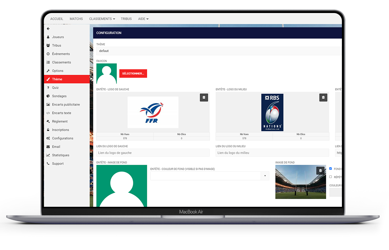 plateforme admin Tournoi 6 Nations