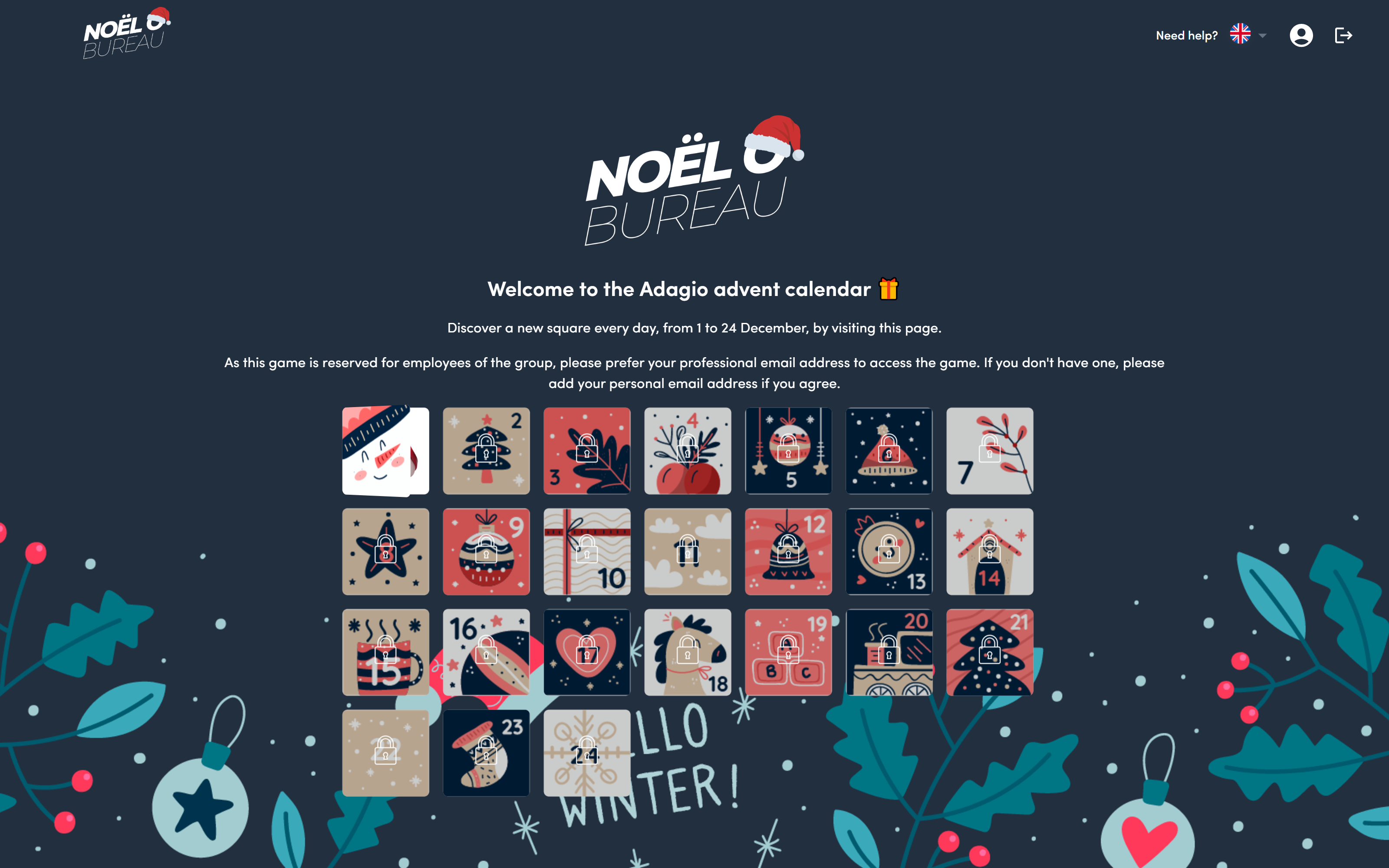Calendrier de l'Avent digital de Adagio